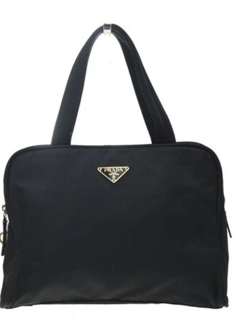 PRADA Logo Tessuto Tote Hand Bag Nylon Leather Black GHW Italy 81KD747